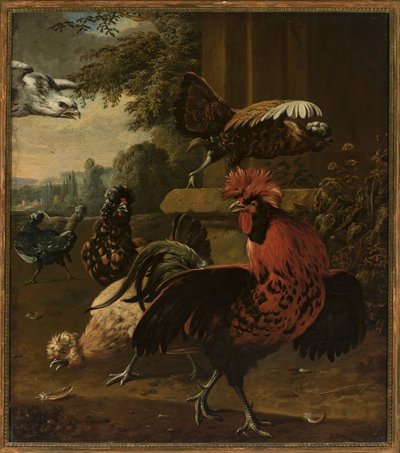 Vögel von einem Falken angegriffen von Willem Frederiksz van Royen