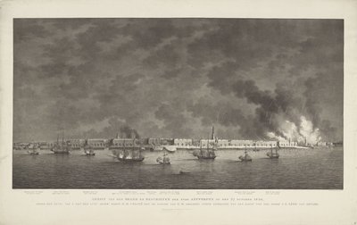 Ansicht des Brandes und Beschusses der Stadt Antwerpen am 27. Oktober 1830, unter dem Befehl von S. Exz. Lt. Gen. Baron D.H. Chassé von Willem Hendrik Hoogkamer