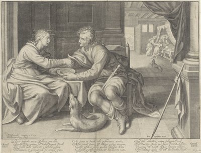 Esau verkauft sein Erstgeburtsrecht an Jakob von Willem Isaacsz. van Swanenburg