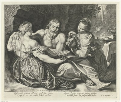 Lot wird von seinen Töchtern betrunken gemacht von Willem Isaacsz. van Swanenburg