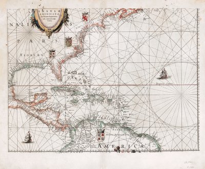 Amerikanische Inseln im nördlichen Ozean mit angrenzenden Ländern von Willem Janszoon Blaeu