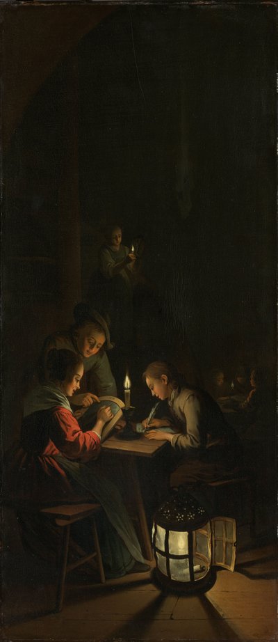 Linkes Panel eines Triptychons: Allegorie der Kunstausbildung von Willem Joseph Laquy