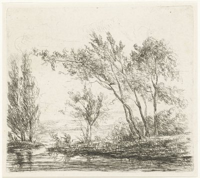Landschaft mit Bäumen am Wasser von Willem Matthias Jan van Dielen