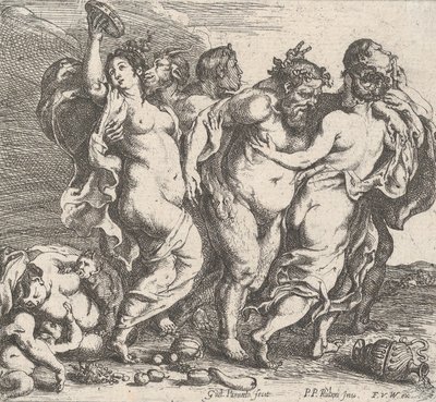 Der betrunkene Silen, begleitet von Nymphen und Satyrn, 1632 von Willem Panneels