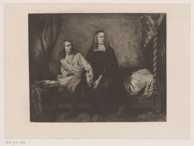 Gebroeders de Witt sitzend auf einem Bett im Gefängnistor von Willem Philip van der Veken (attributed to)