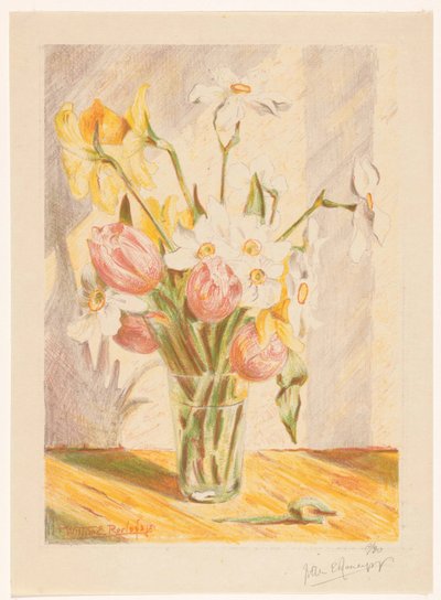 Tulpen und Narzissen in einer Vase von Willem Roelofs (II) (signed by artist)