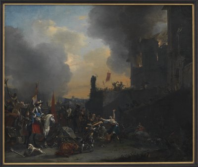 Soldaten plündern und brennen ein Kloster nieder von Willem Schellinks