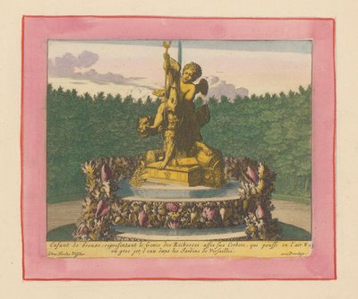 Brunnen mit einem Putto als Personifikation des Reichtums, sitzend auf Cerberus von Willem Swidde