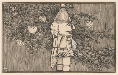 Nussknacker in einer Husarenuniform bei einem Weihnachtsbaum von Ludwig Willem Reymert Wenckebach