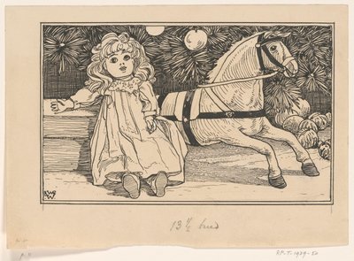 Puppe und Spielzeugpferd unter einem Weihnachtsbaum von Ludwig Willem Reymert Wenckebach