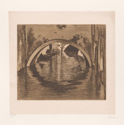 Blick unter eine Brücke mit zwei Ruderbooten von Willem Witsen (signed by artist)