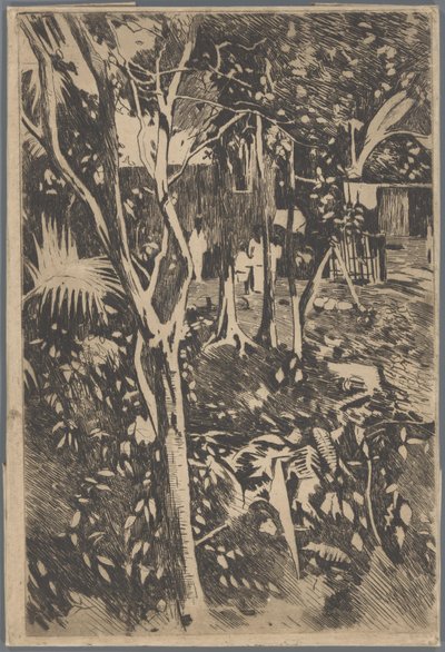 Familie in de tuin van Hotel Bellevue, Buitenzorg von Willem Arnoldus Witsen
