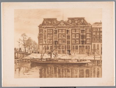 Blick auf die Fassade des Lagerhauses der WIC von Oudeschans aus gesehen von Willem Arnoldus Witsen
