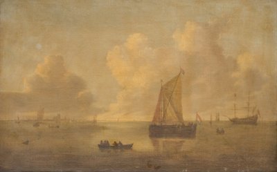 Meereslandschaft mit einer Stadt im Hintergrund von Willem van Diest