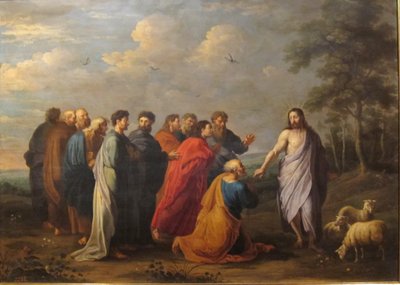 Jesus Christus übergibt die Schlüssel an Petrus von Willem van Herp