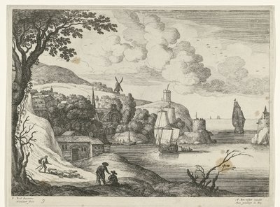 Dorf an einer Bucht (Italienische Landschaften) von Willem van Nieulandt (II)