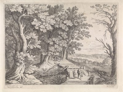 Landschaft mit Abraham und Isaak von Willem van Nieulandt (II)