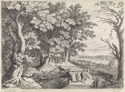 Landschaft mit Abraham und Isaak von Willem van Nieulandt (II)