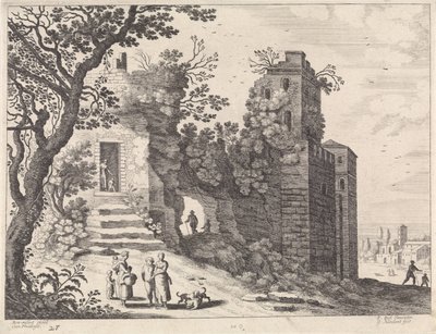 Ruine mit einer Gruppe von Frauen und Kindern von Willem van Nieulandt (II)