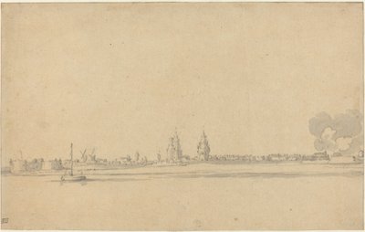 Ansicht einer niederländischen Stadt (Delft?) von Willem van de Velde the Younger