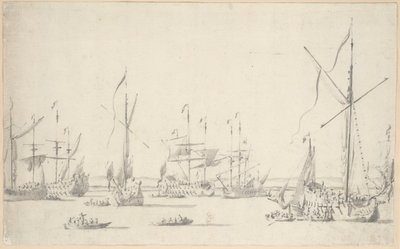 Die Yachten und Schiffe vor Anker in der Nähe von Sheerness, ca. 1677 von Willem van de the Elder Velde