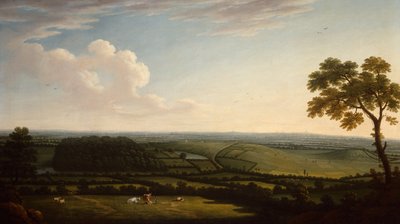Weitläufige bewaldete Landschaft mit Blick auf eine Stadt von Joseph Mallord William Turner