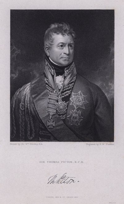 Sir Thomas Picton, walisischer General der Napoleonischen Kriege, gefallen in der Schlacht von Waterloo von William (after) Beechey