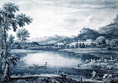 Ansicht von Winander Meer bei Ambleside, graviert von Chatelin und Muller von William (after) Bellers