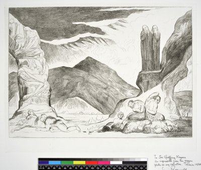 Der Kreis der Fälscher: Dante und Virgil bedecken ihre Nasen wegen des Gestanks, Inferno, Gesang XXIX, Illustration zur 