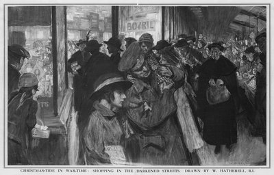 Weihnachtszeit im Krieg: Einkaufen auf den verdunkelten Straßen von William (after) Hatherell