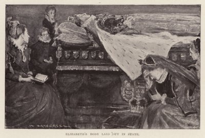 Leichnam von Elisabeth I. aufgebahrt, veröffentlicht 1898 von William (after) Hatherell