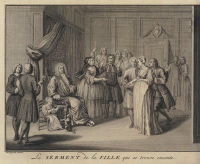 Eine Frau schwört einem Bürger ein Kind von William (after) Hogarth