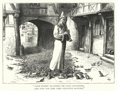 Der Rattenfänger von Hameln (Gravur) von William (after) Ralston