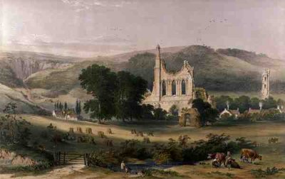 Byland Abbey von Südwesten, aus 