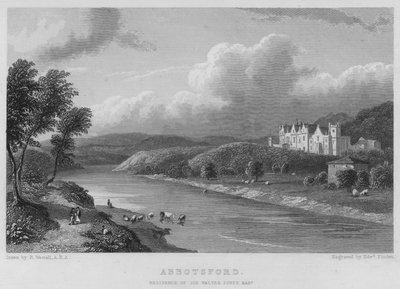 Abbotsford, Residenz von Sir Walter Scott, Baronet (Stich) von William (after) Westall