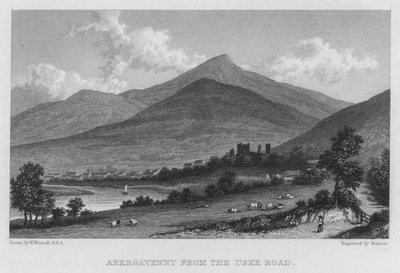 Abergavenny von der Uske Road von William (after) Westall