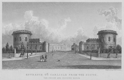 Eingang nach Carlisle von Süden, das Gefängnis und das Sitzungsgebäude (Stich) von William (after) Westall