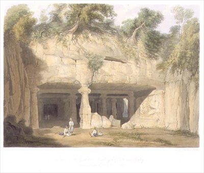 Außenansicht des Großen Höhlentempels von Elephanta, nahe Bombay, im Jahr 1803, aus Band II von 