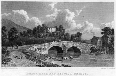 Greta Hall und Keswick Bridge von William (after) Westall