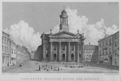 Lancaster Sessions House und Markt (Stich) von William (after) Westall