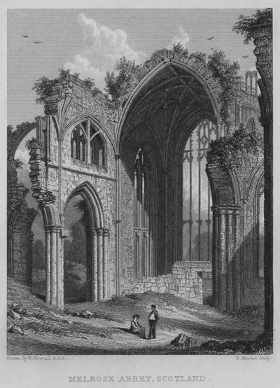 Melrose Abbey, Schottland (Stich) von William (after) Westall