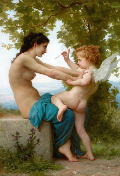 Jeune fille se défendant contre Éros von William-Adolphe Bouguereau