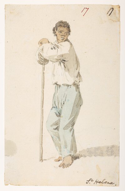 Einwohner von St. Helena aus einem Album von 372 Zeichnungen von Landschaften, Küstenlinien, Kostümen und Alltagsleben während der Gesandtschaft von Lord Macartney an den Kaiser von China, zwischen 1792 und 1794 von William Alexander