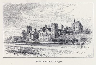 Lambeth Palace im Jahr 1790 (Stich) von William Alexander Ansted