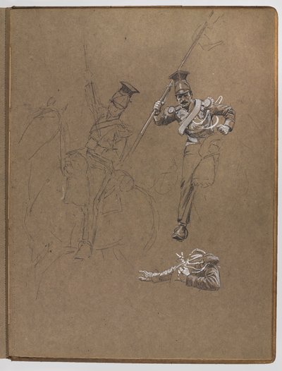 Studien für das Ölgemälde, Die Fahne: Albuhera, 16. Mai 1811 von William Barnes Wollen