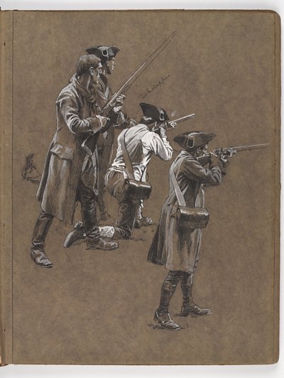 Studie für das Ölgemälde von William Barns Wollen, ?Die Schlacht von Lexington 1775? von William Barnes Wollen