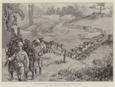 Die Ashanti-Expedition, Überquerung der Houssa-Artillerie über den Fluss Busum Prah von William Barnes Wollen