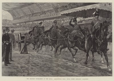 Das Militärturnier in der Royal Agricultural Hall, Royal Horse Artillery im Galopp von William Barnes Wollen