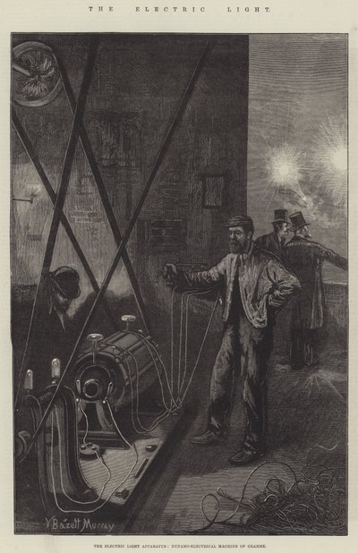 Das elektrische Lichtapparat, Dynamo-Elektromaschine von Gramme von William Bazett Murray