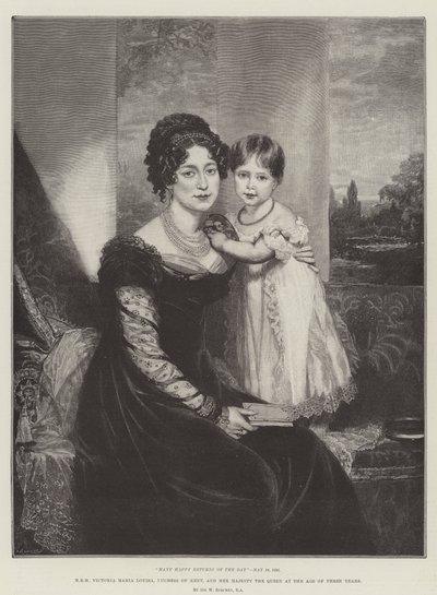 HRH Victoria Maria Louisa, Herzogin von Kent, und Ihre Majestät die Königin im Alter von drei Jahren von William Beechey